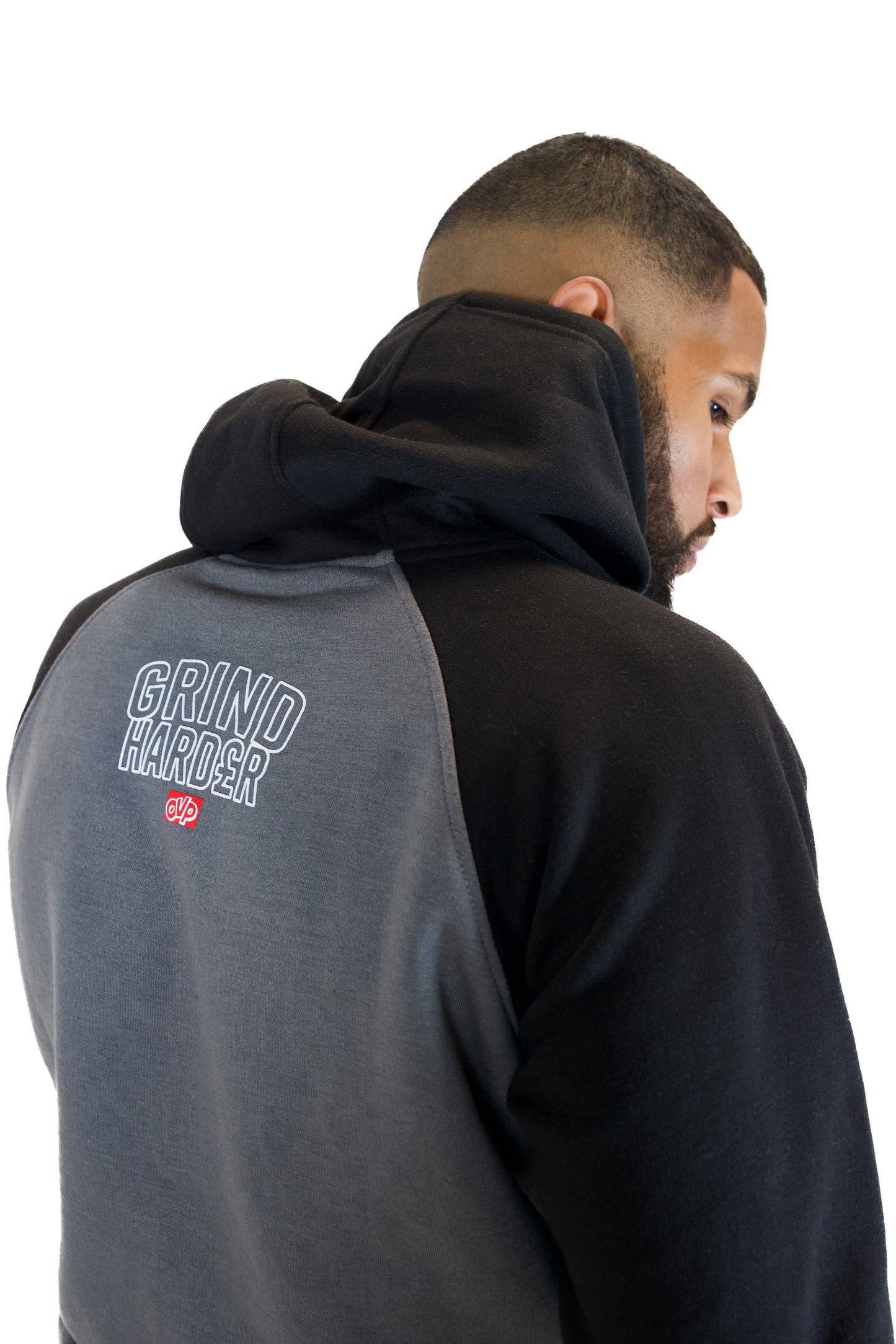 GRIND HARDER GREY & BLACK HOODIE