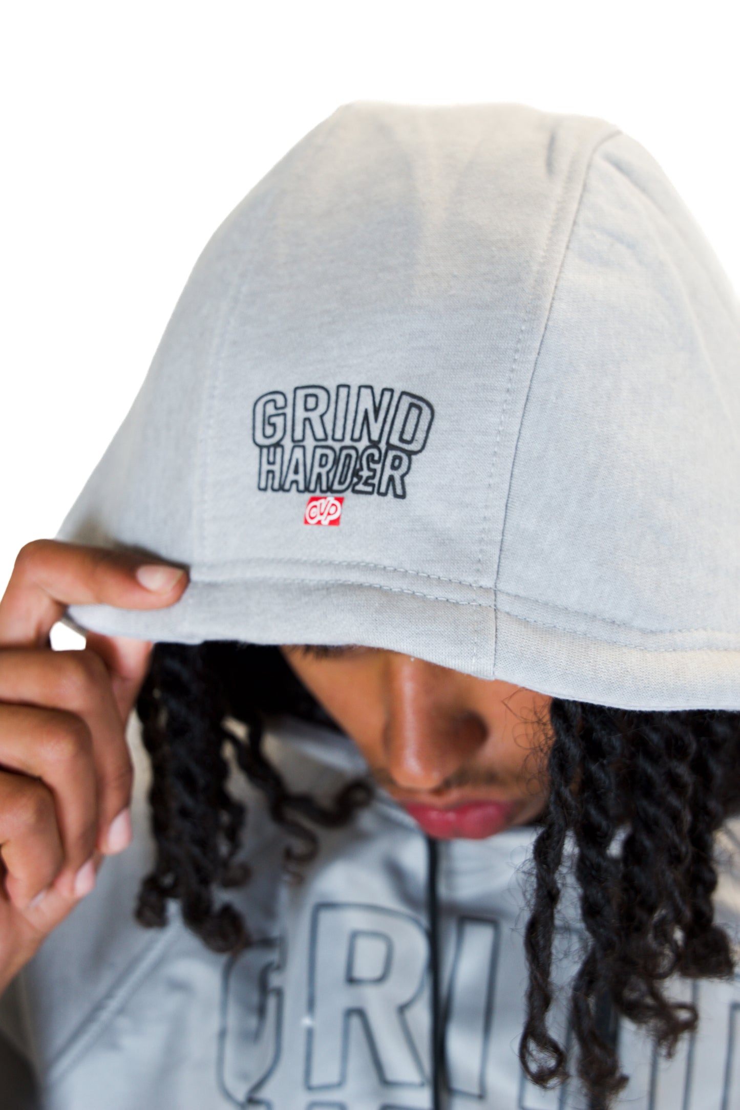 GRIND HARDER HOODIE LIGHT GREY