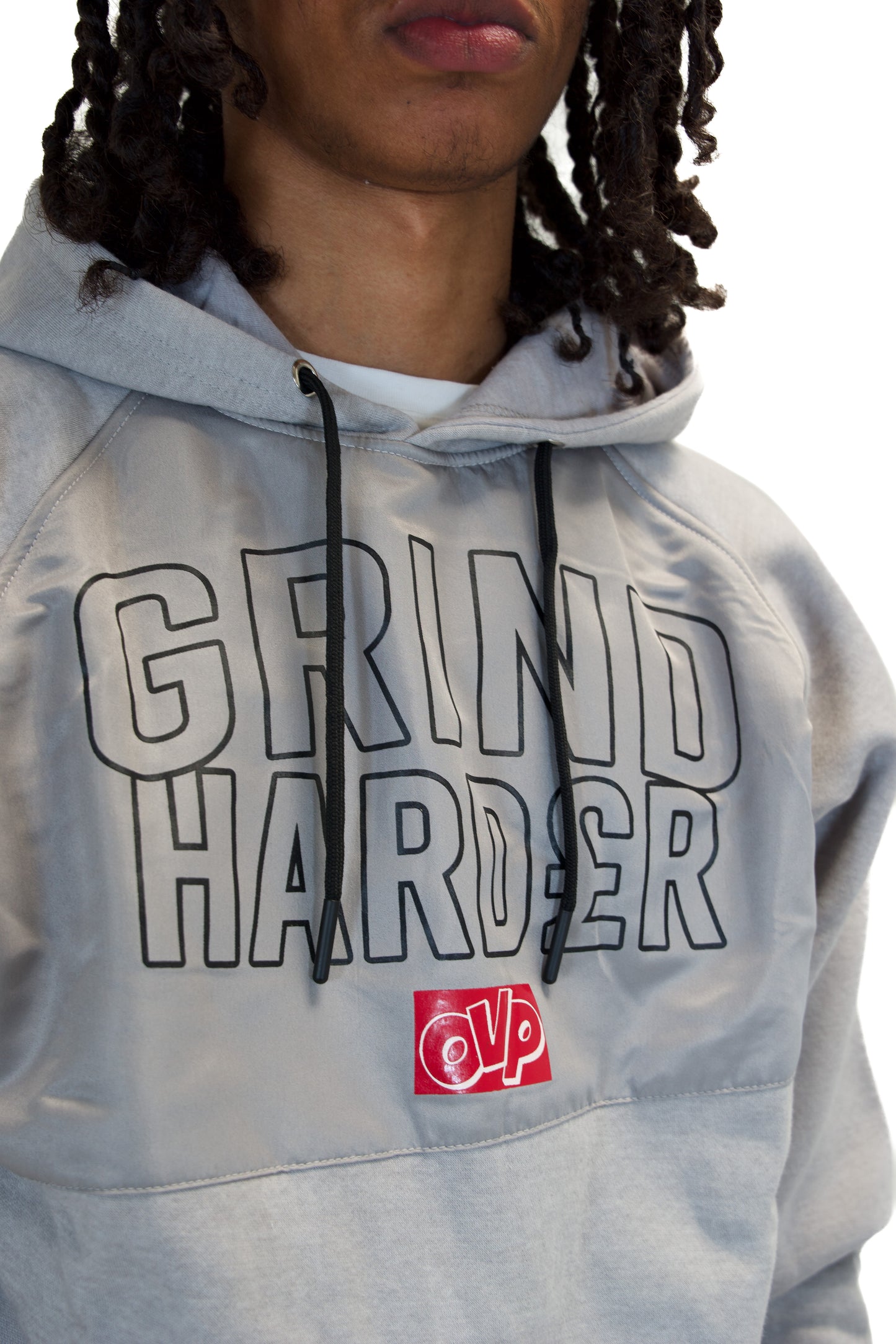 GRIND HARDER HOODIE LIGHT GREY