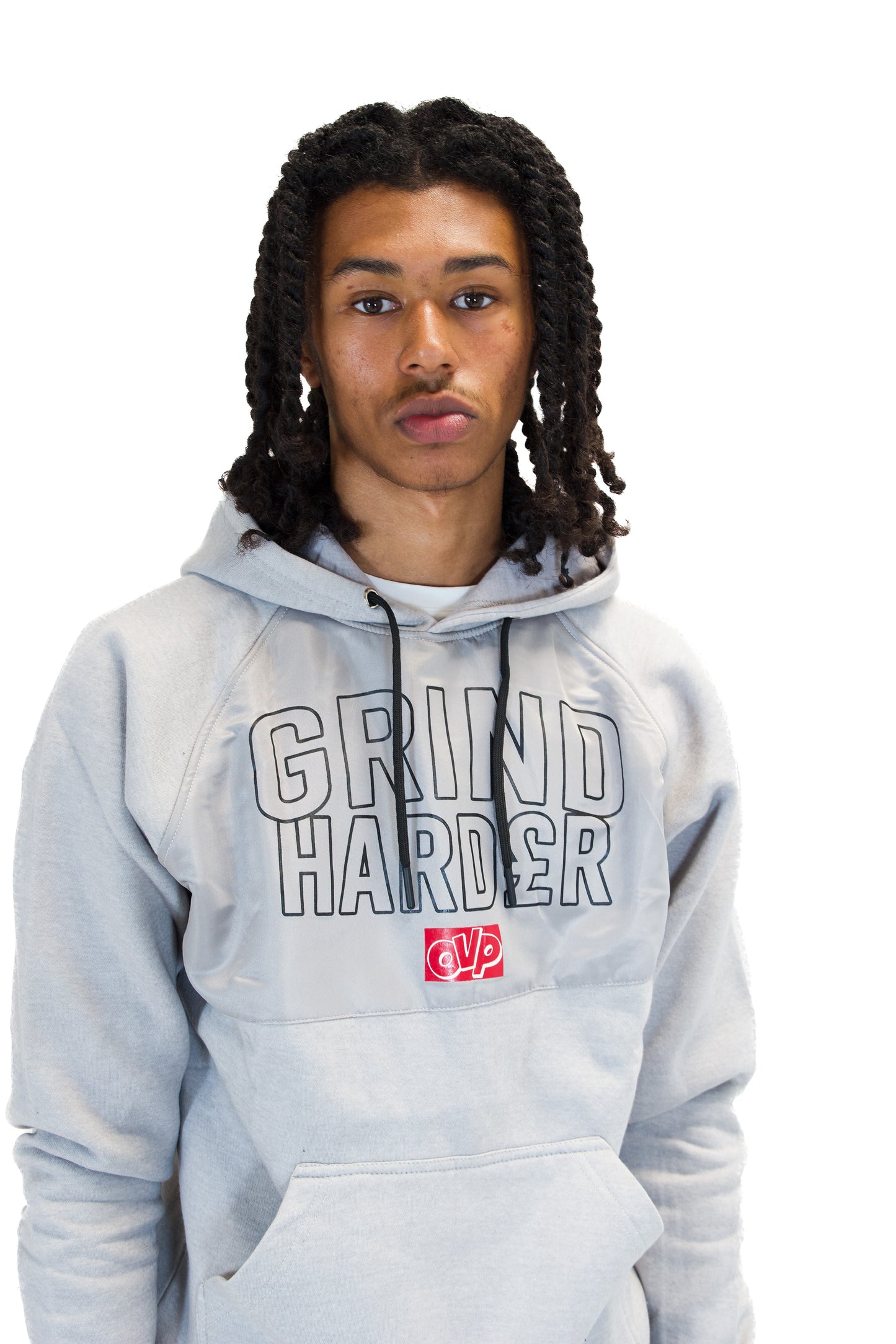 GRIND HARDER HOODIE LIGHT GREY