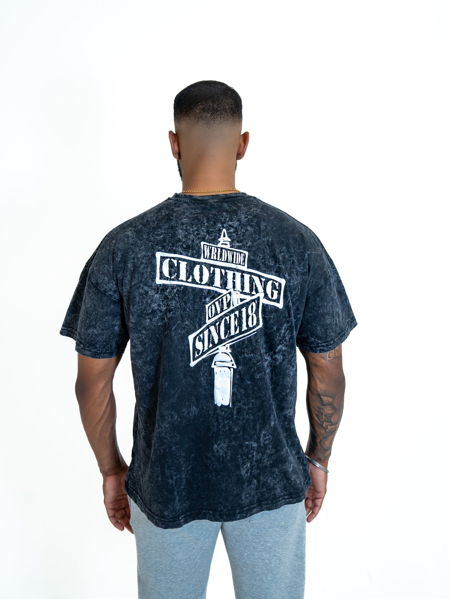 ACID WASH & WHITE OVP WORLDWIDE T-SHIRT